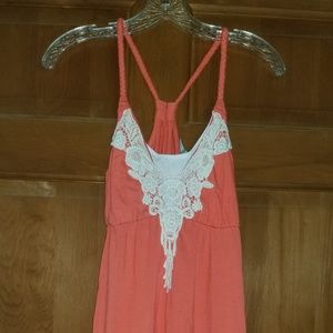 Salmon Racer-back Sun Dress
